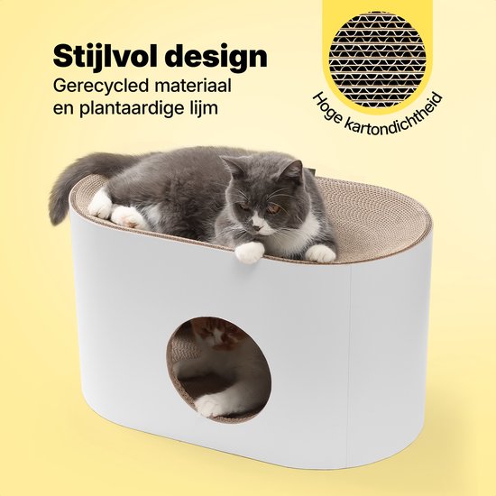 Jake and Jacky Scratching Cardboard for Cats - Maison pour chat en carton - Scratching Post en carton - Panier à gratter - Planche à gratter - Meuble à gratter - Tapis à gratter en carton - Panier pour chat - Lit pour chat - 60x34x34cm