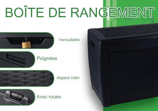 Boîte de rangement de jardin - Lifetime Garden - avec roues et poignées - 310L - Noir