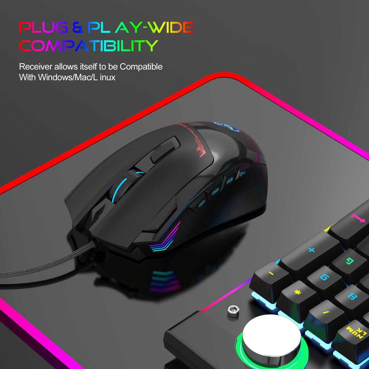 HXSJ S600 Pro Optical Gaming Mouse - Programmable - Lumière RGB - Ergonomique - 7200DPI - Noir