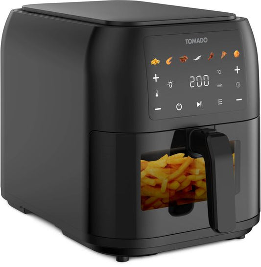 Tomado TAF8002B - Grande friteuse à air chaud - Friteuse à air chaud XXL - 8 litres - Friteuse à air chaud - Fenêtre de visualisation - Commandes tactiles - 7 programmes automatiques - Noir