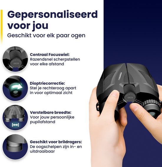 Jumelles ODESSEY - avec étui, kit d'entretien et support de téléphone - 8x25 - FMC - BAK-7 - pour adultes et enfants