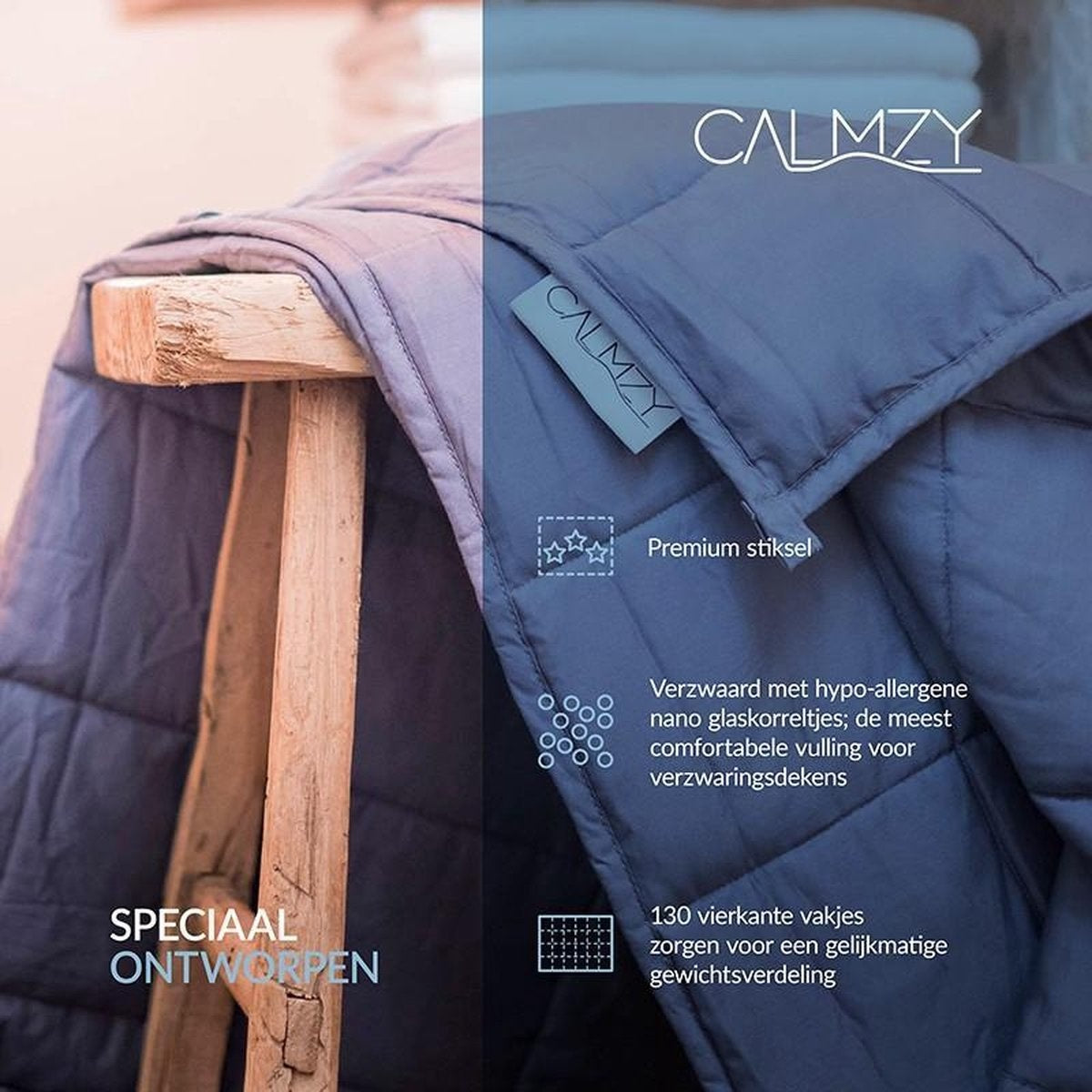 Calmzy verzwaringsdeken 7 KG - Verzwaarde deken - 150 x 200 cm - Donkergrijs