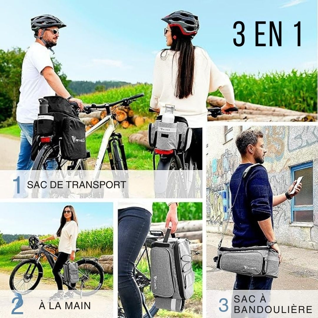 Pannier Bagage pour vélo MIVELO - Imperméable et isolé - 20L - Gris