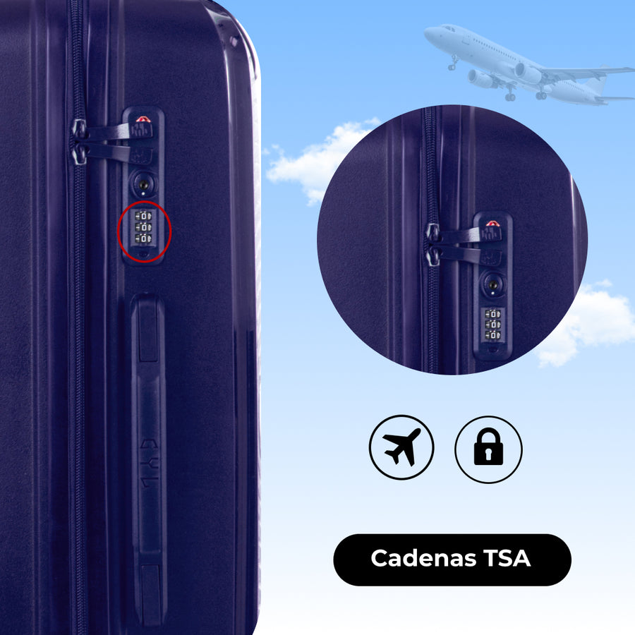 VALISE RIGIDE BLEUE DE TAILLE MOYENNE (TAILLE M)