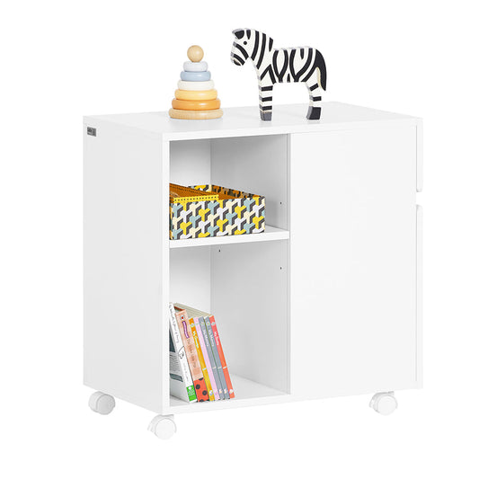 SoBuy ASK05-W Table à imprimante mobile et base de bureau avec 2 tiroirs, 58x35x59 cm, blanc