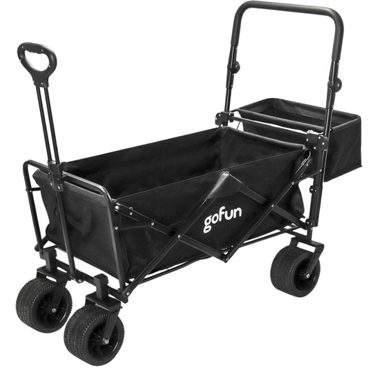 Gofun - Chariot pour chariots et bornes - Capacité de charge de 150 kg - Pliable avec roues pivotantes à 360 degrés - 83 x 44 x 26 cm - Métal et polyester - Noir