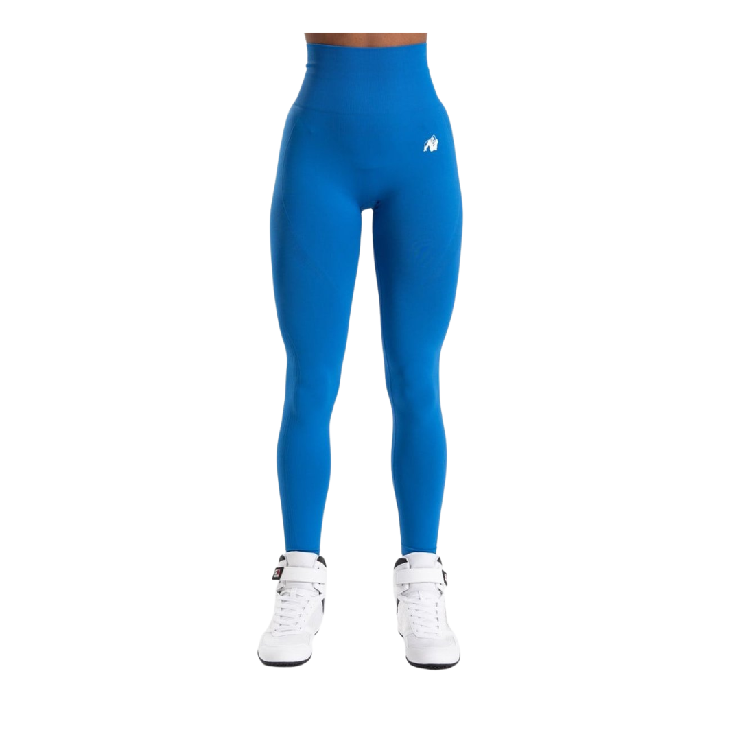 Gorilla Wear Olivia Seamless Leggings - S/M - Bleu - Taille haute et résistance au squat