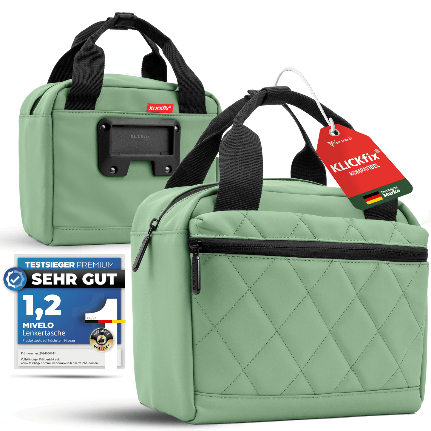 MIVELO Sacoche pour guidon de vélo - Déperlante - 7 litres - Menthe