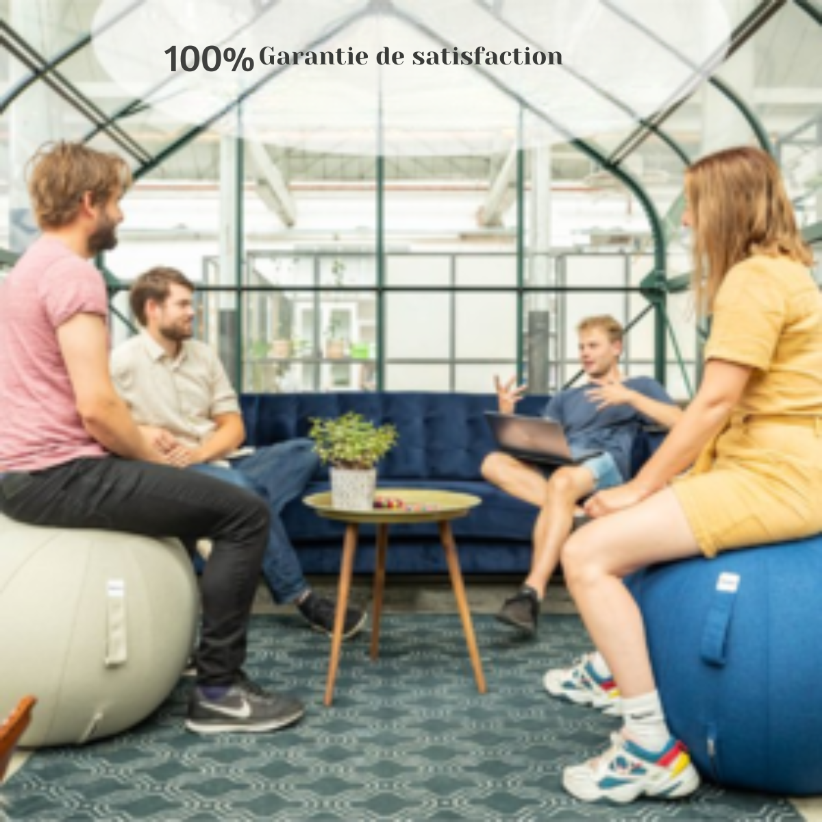 Ballon d'exercice Backerz® 75 cm - Ballon de yoga de luxe - Ballons d'exercice avec housse - Ballon de chaise de bureau ergonomique - Lin bleu foncé