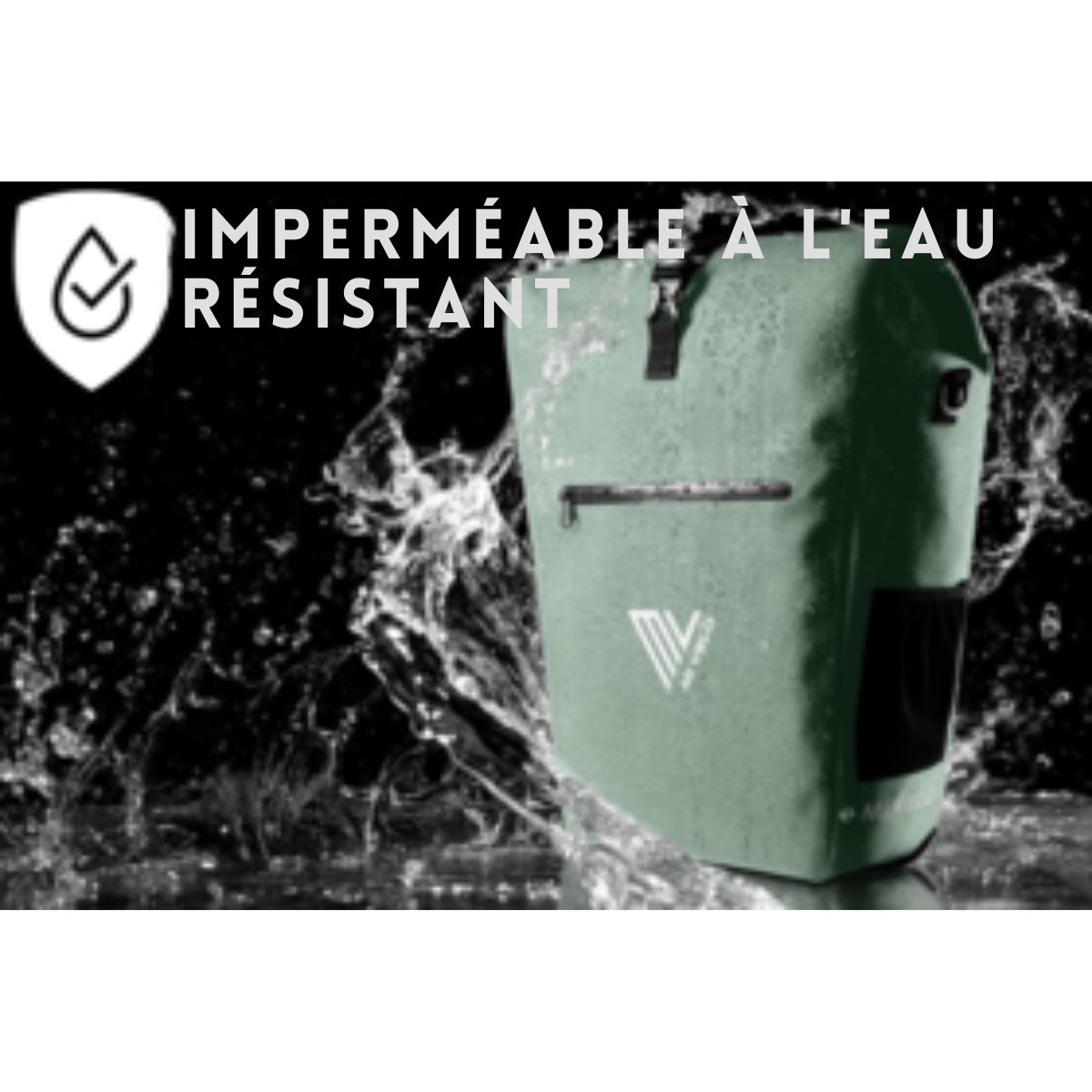 Pannier 3 en 1 MIVELO - Étanche - 25L - Avec compartiment pour ordinateur portable et bandoulière - Vert Menthe