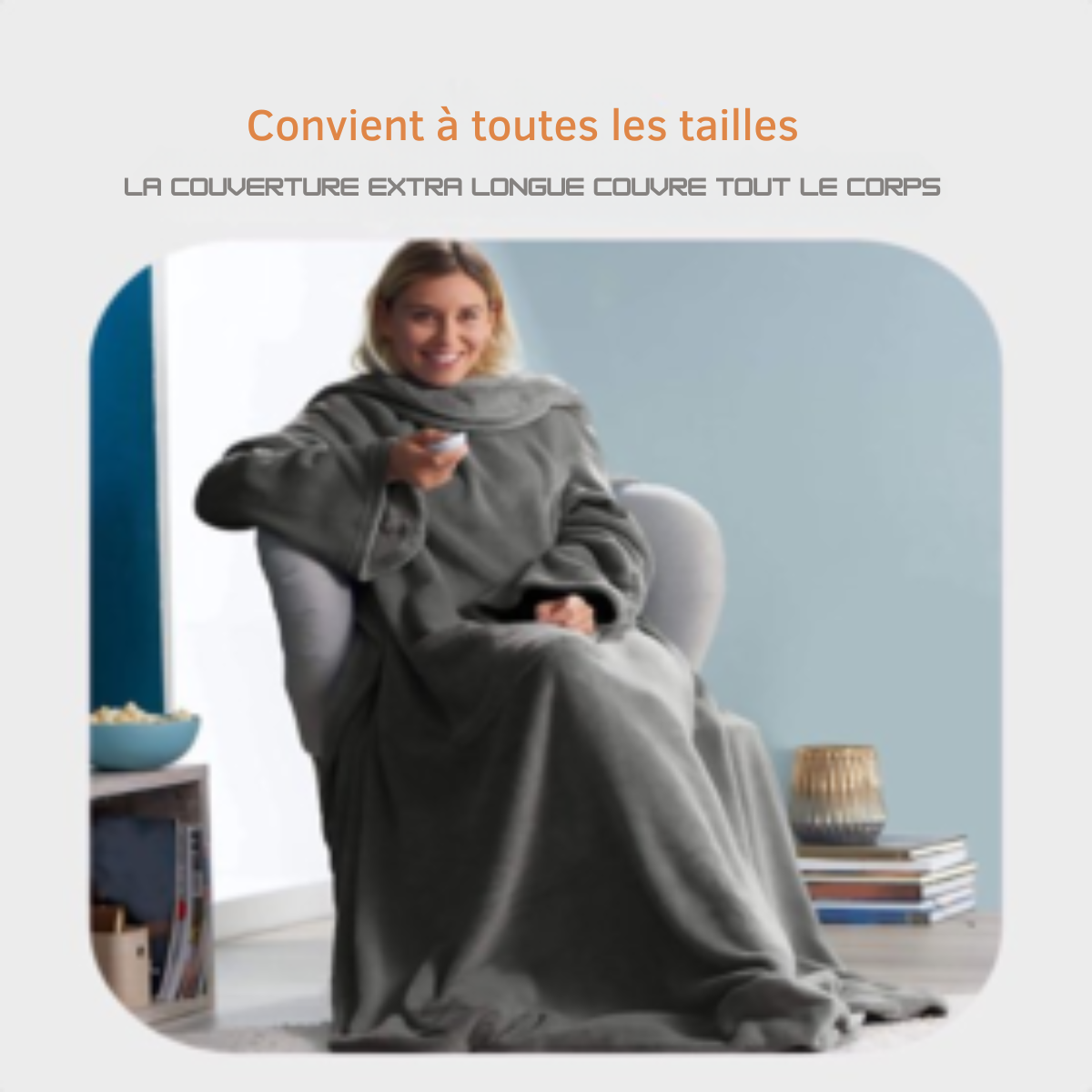 Couverture chauffante - Goliving - avec manches - Couverture douillette grande - Lavable - 9 réglages + minuterie - 195x125cm - Gris
