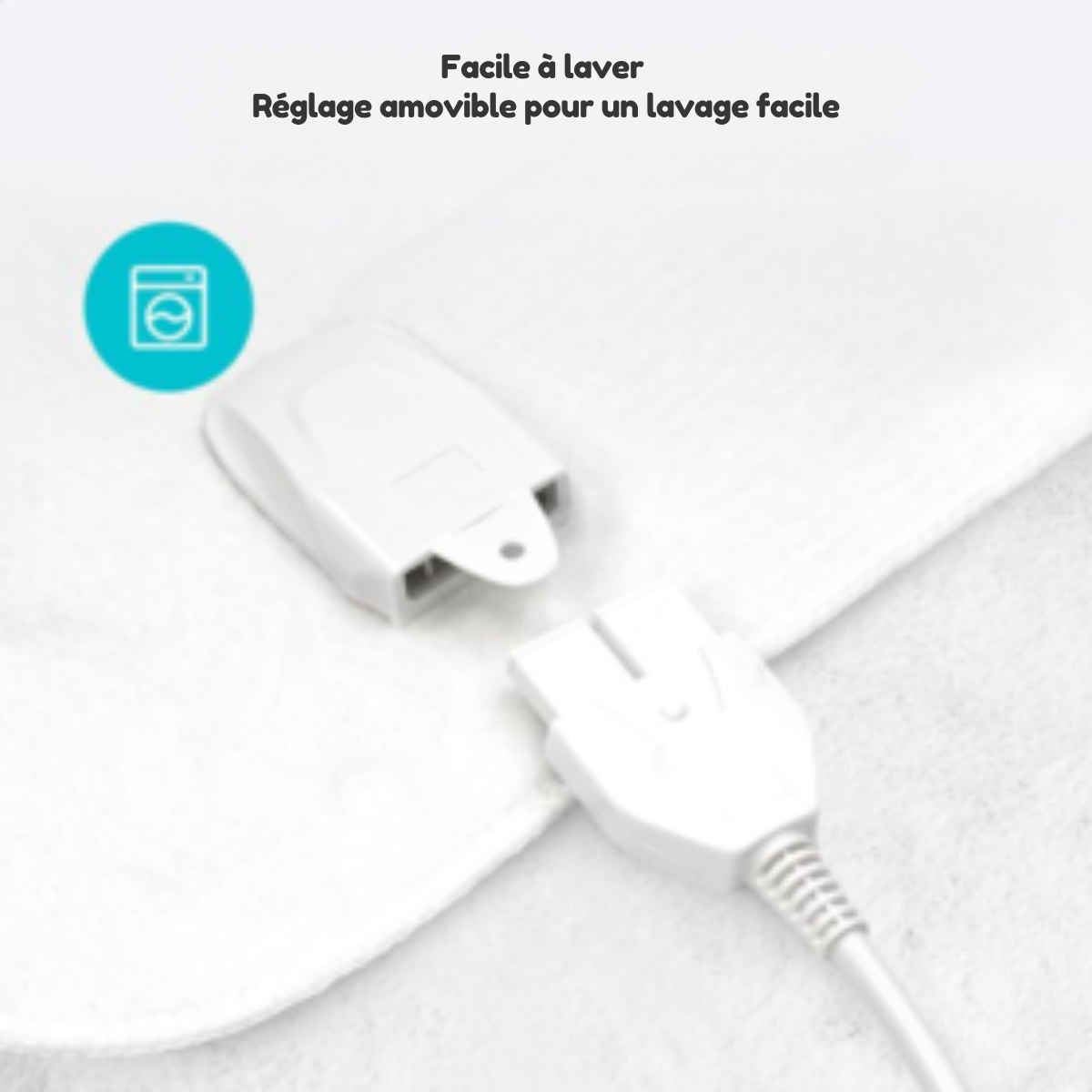 Couverture électrique Bloomfold - 160 x 140 cm - Lavable en machine - 2 personnes - 3 niveaux - Couverture chauffante - Blanc/polyester