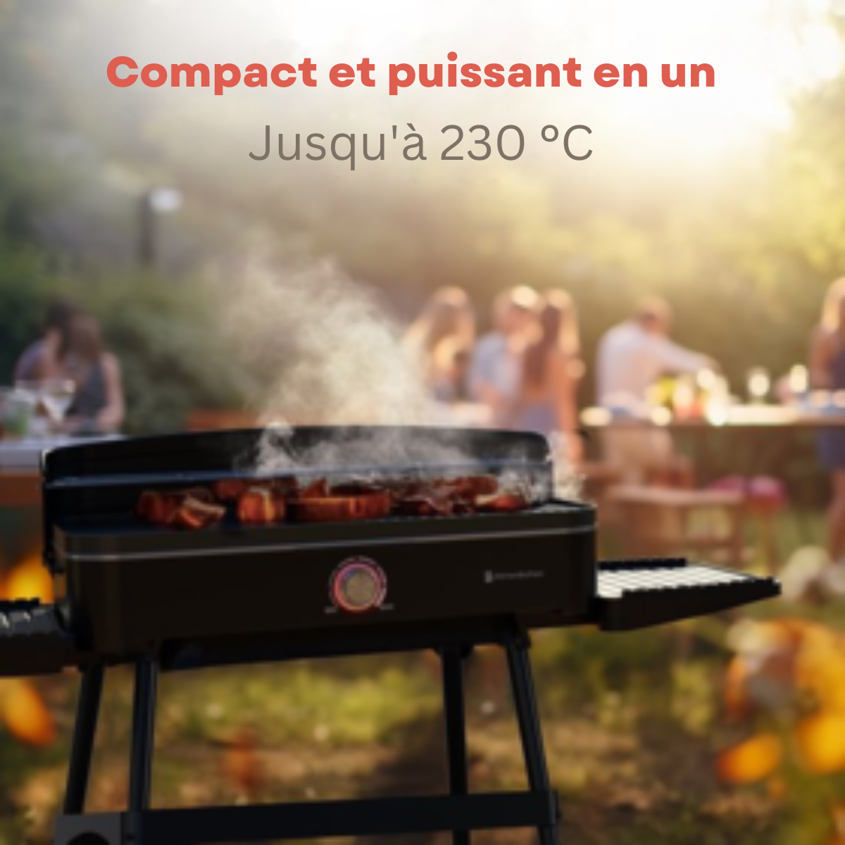 KitchenBrothers Barbecue Électrique 2200W – Sur Pied et de Table – Coloris Noir