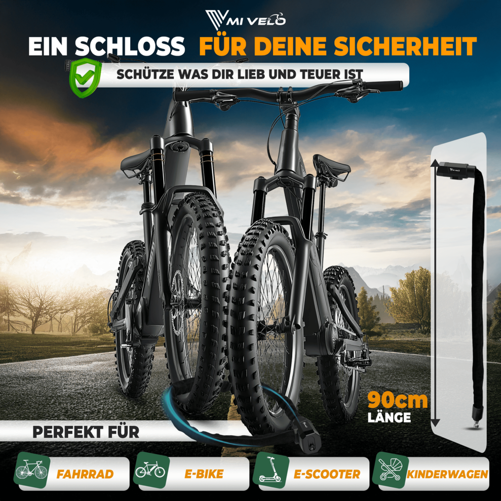 MIVELO Chaîne de vélo - Avec serrure à clé - 90 CM - Acier