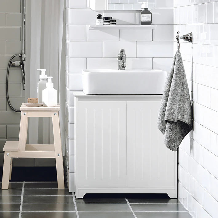 SoBuy - Meuble évier - Meuble de salle de bain blanc - 60x60x30cm - Blanc - BZR108-W