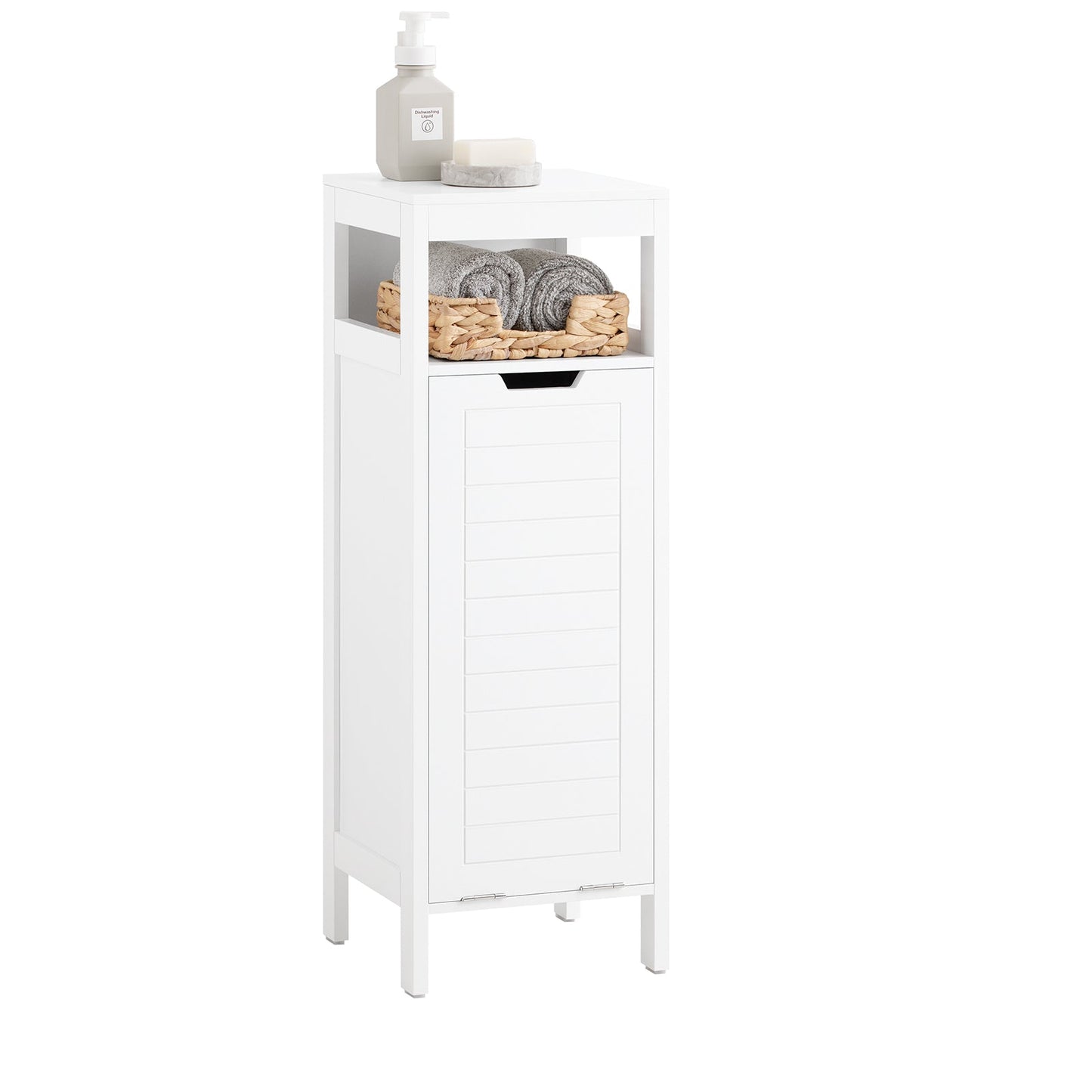SoBuy Meuble de salle de bain avec 1 tiroir - Incluant 1 panier à linge amovible - 30 x 30 x 90 cm - Max. 15KG - Blanc