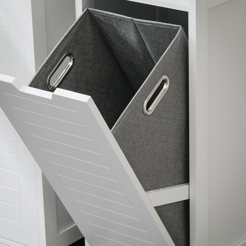 SoBuy Meuble de salle de bain avec 1 tiroir - Incluant 1 panier à linge amovible - 30 x 30 x 90 cm - Max. 15KG - Blanc