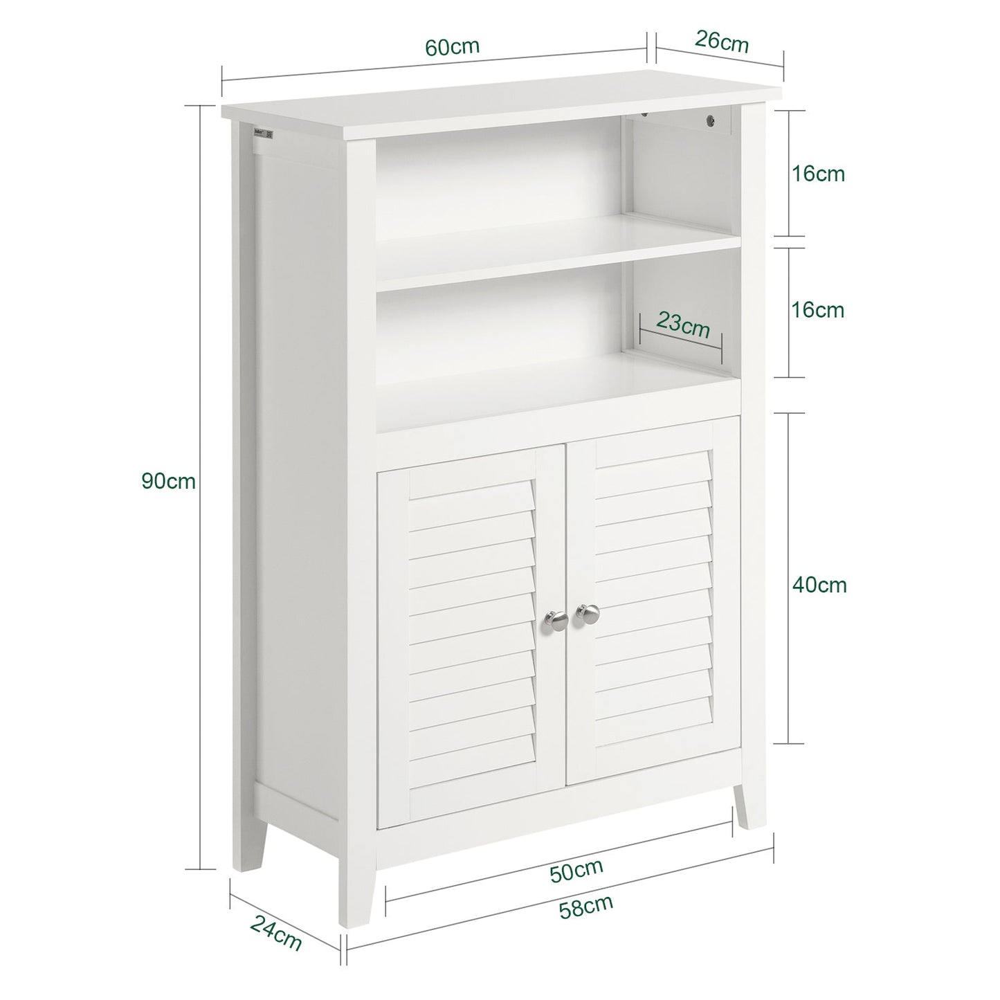 SoBuy BZR13-W Armoire de toilette - 2 étagères et 2 portes - 60 x 90 x 26 cm - Blanc