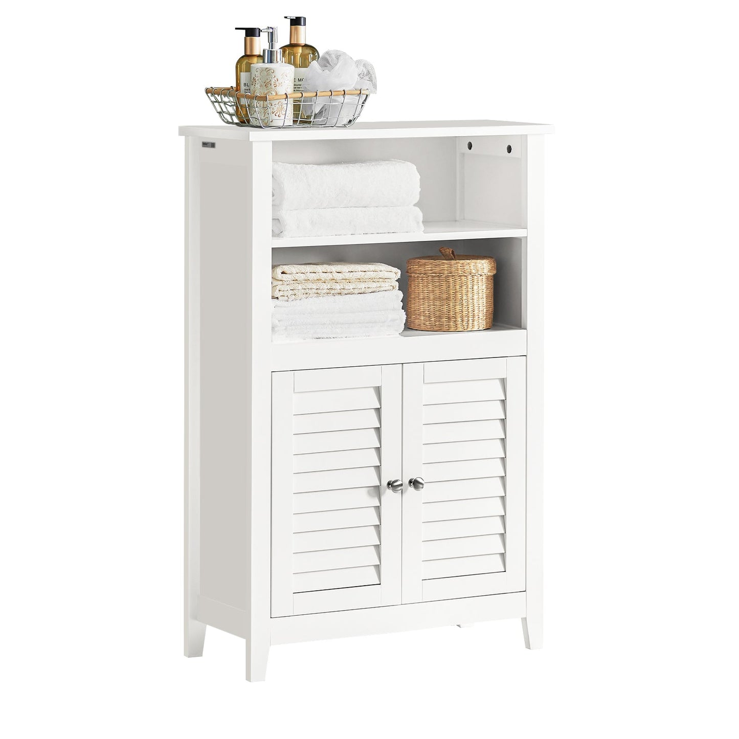 SoBuy BZR13-W Armoire de toilette - 2 étagères et 2 portes - 60 x 90 x 26 cm - Blanc