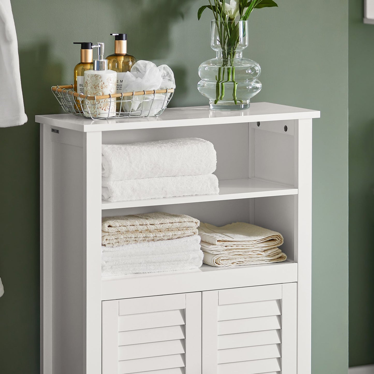 SoBuy BZR13-W Armoire de toilette - 2 étagères et 2 portes - 60 x 90 x 26 cm - Blanc