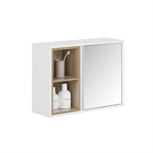 SoBuy Armoire murale - avec miroir et rangement - max 14 kg - 60 x 20 x 45 cm - blanc