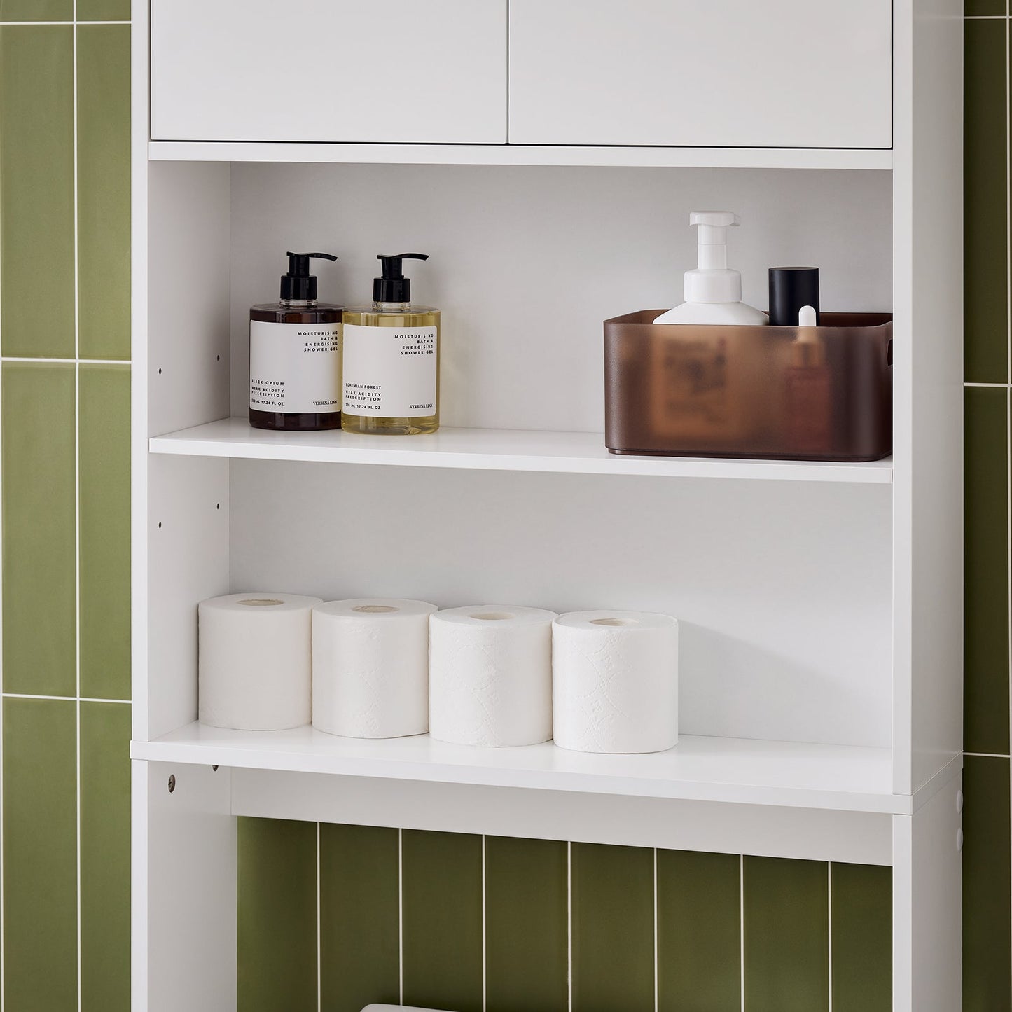 SoBuy BZR165-W Meuble pour lave-linge - Blanc - 65x20x182 cm - Armoire avec portes et étagères pour dessus de lave-linge