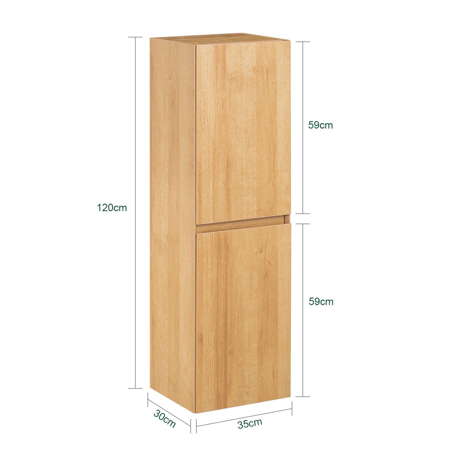 SoBuy BZR175-N Grand meuble de salle de bains étroit, meuble de rangement suspendu, naturel, 35 x 120 x 30 cm