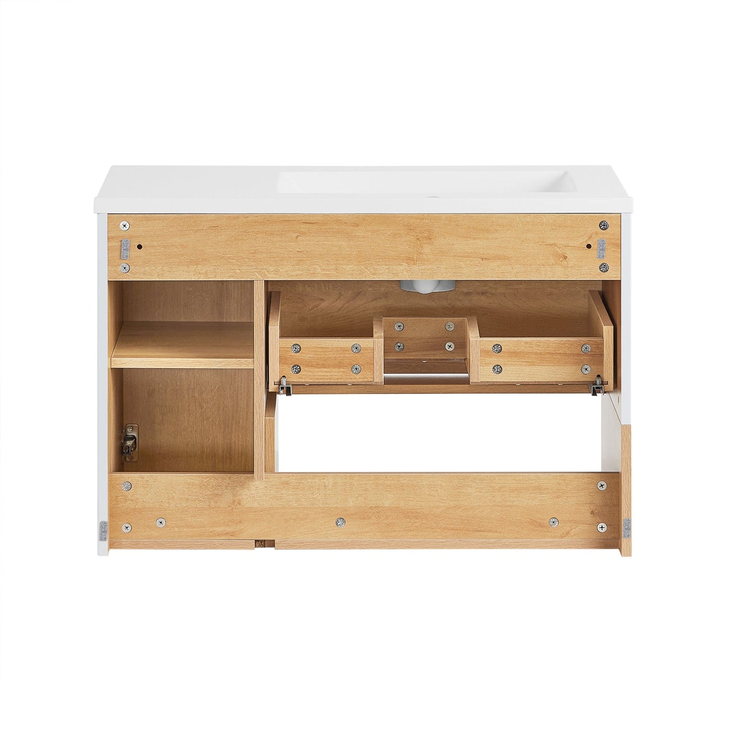SoBuy BZR178-WN Meuble sous-lavabo - 80x54x46 cm - Blanc/Naturel - Meuble de salle de bains étroit