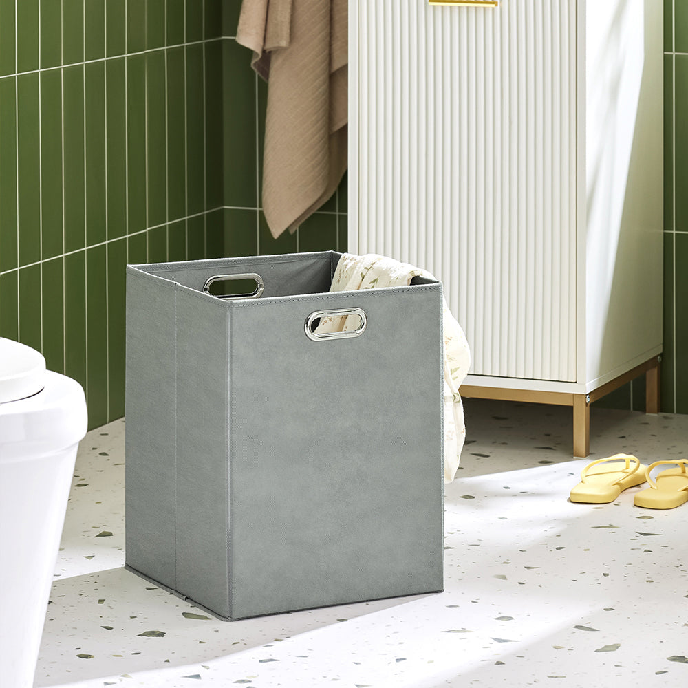 SoBuy Meuble de salle de bains - avec tiroir et panier à linge amovible - max 24 kg - 40 x 40 x 95 cm - blanc