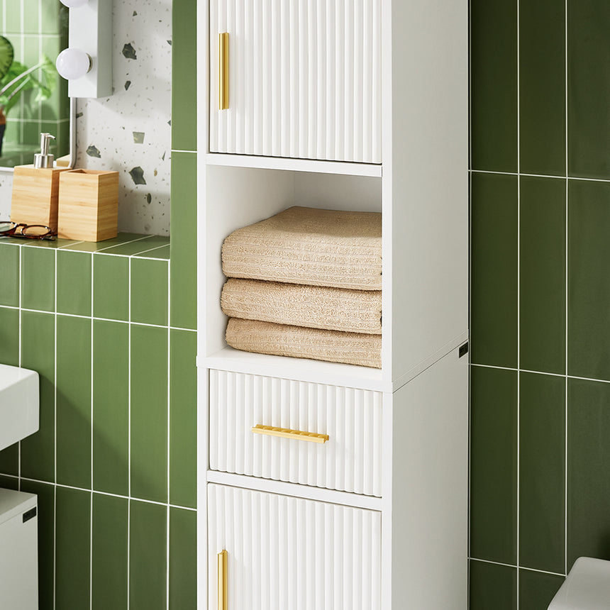 SoBuy BZR181-W Meuble à colonnes pour salle de bains, meuble de rangement étroit