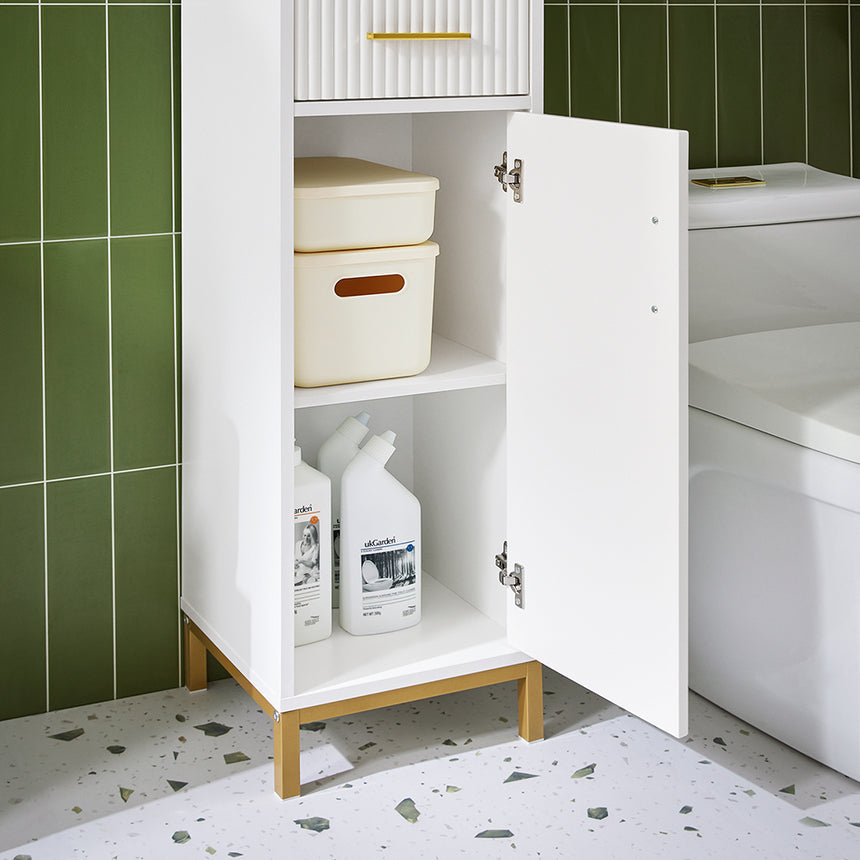 SoBuy BZR181-W Meuble à colonnes pour salle de bains, meuble de rangement étroit