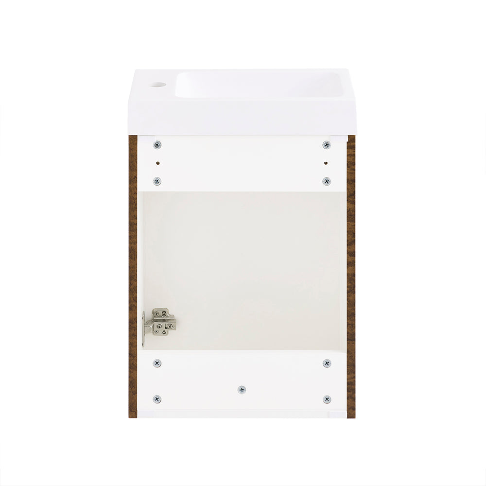SoBuy BZR197-N Meuble de salle de bain avec vasque 40x22x56 cm - Bois foncé avec vasque blanche
