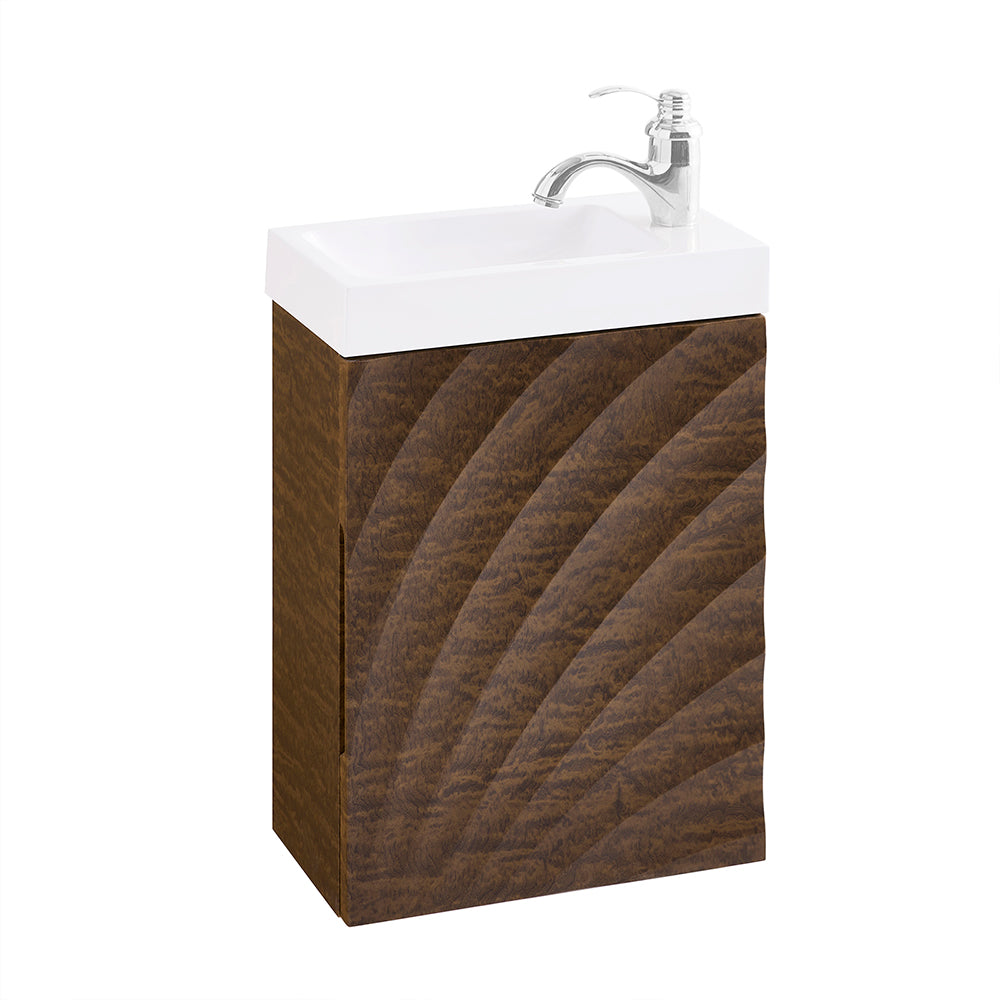 SoBuy BZR197-N Meuble de salle de bain avec vasque 40x22x56 cm - Bois foncé avec vasque blanche