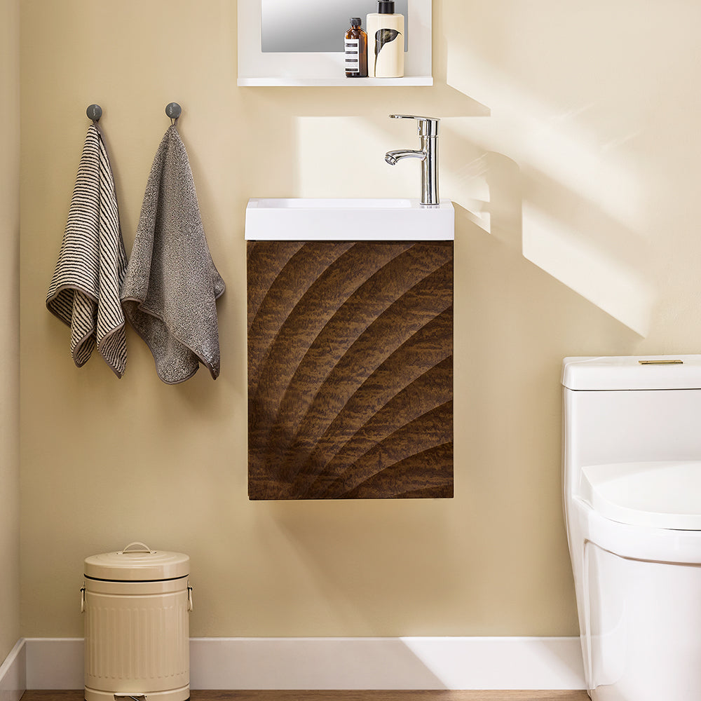 SoBuy BZR197-N Meuble de salle de bain avec vasque 40x22x56 cm - Bois foncé avec vasque blanche