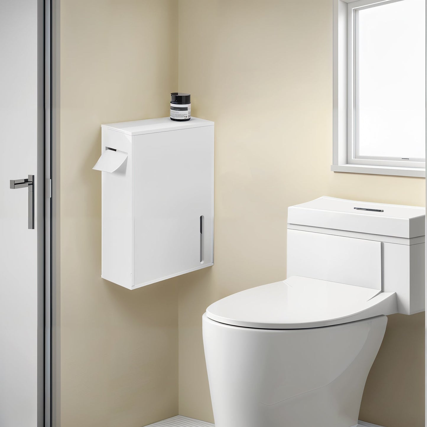 sobuy Porte-papier de toilette Meuble de rangement - Blanc - 14 × 30 × 42 cm - Fixation murale