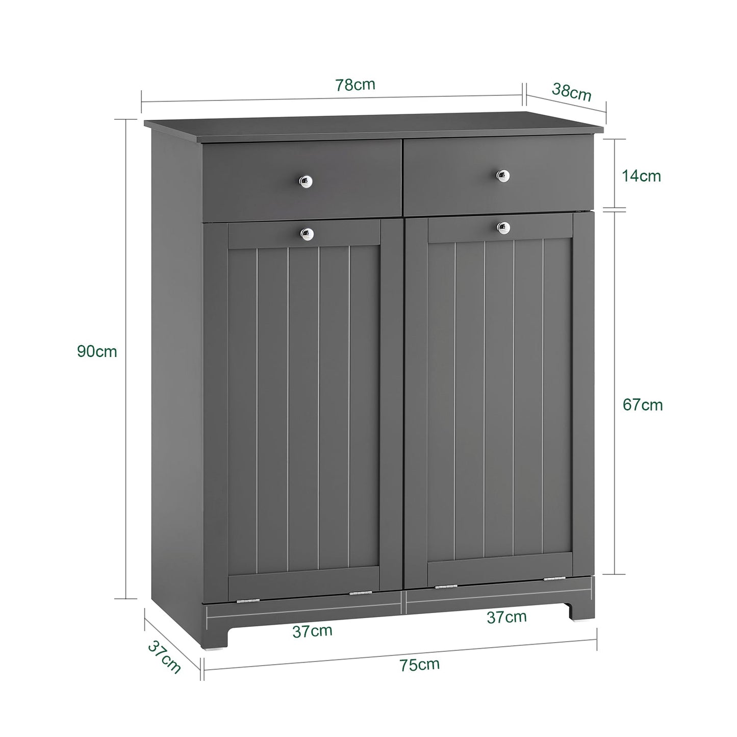 SoBuy Meuble de salle de bain avec paniers à linge - bois - gris - 78x38x90 cm