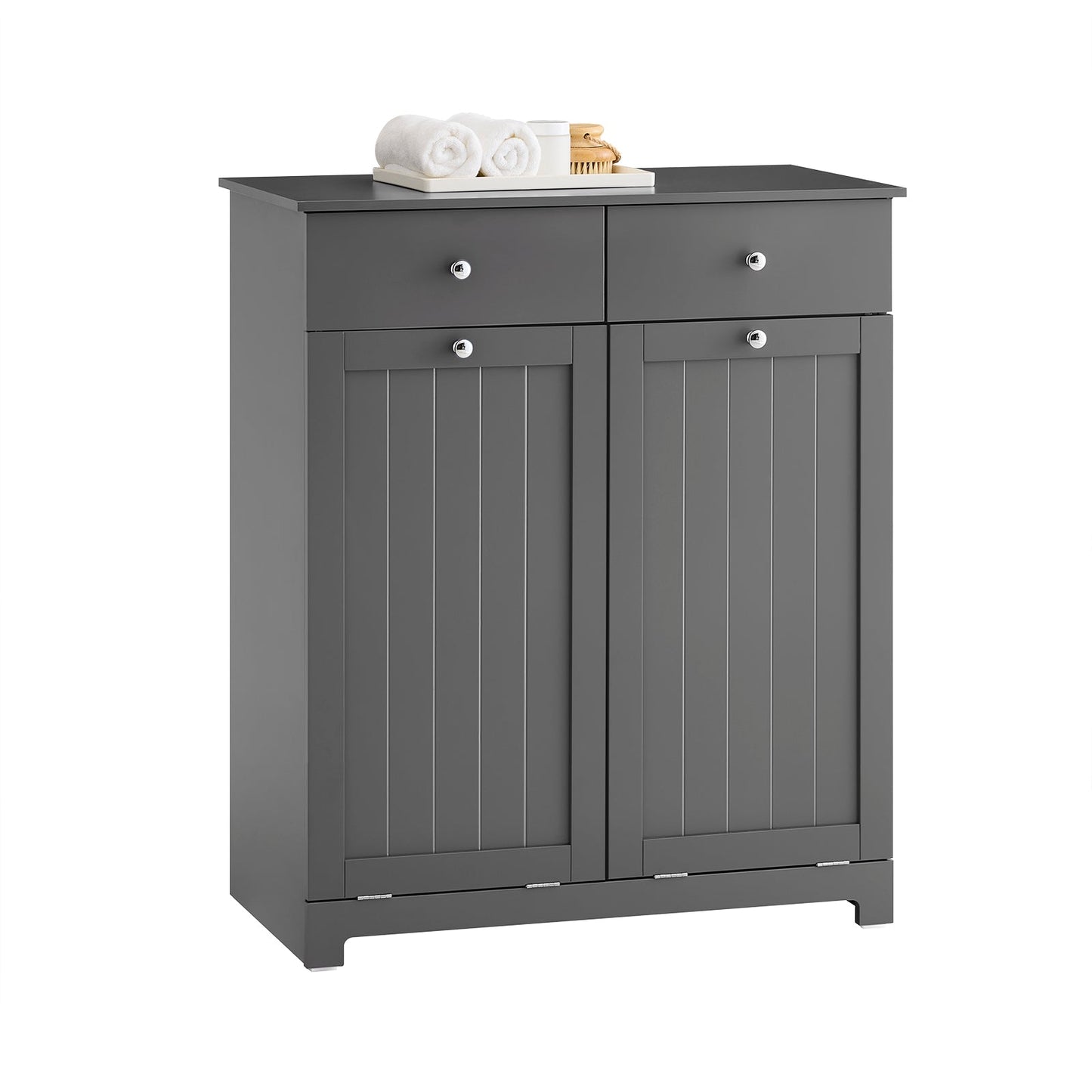 SoBuy Meuble de salle de bain avec paniers à linge - bois - gris - 78x38x90 cm