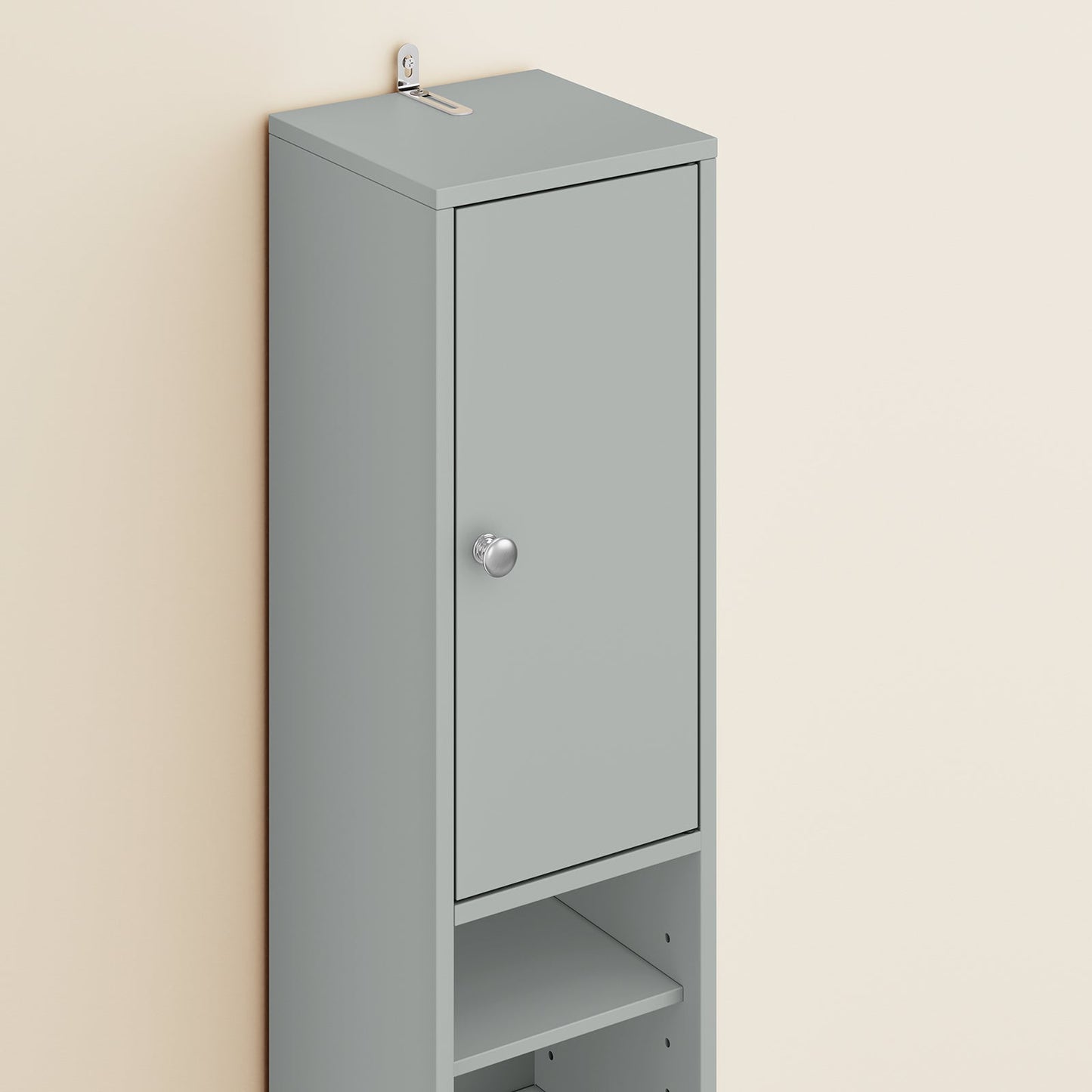 SoBuy BZR34-II-HG Meuble de salle de bain haut - Meuble de salle de bain étroit à poser - MDF résistant à l'eau - 20x20x180 cm - Gris