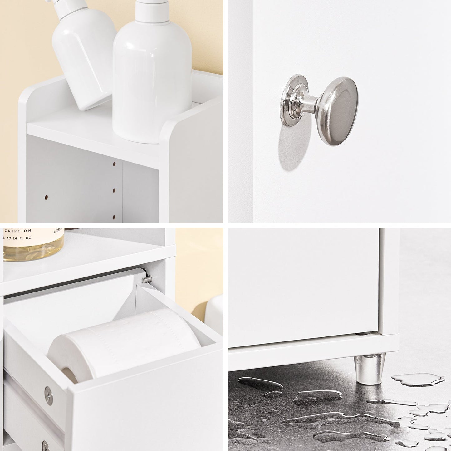 SoBuy BZR34-K-W Meuble de salle de bain étroit avec tiroir et porte - blanc - 20 x 20 x 145 cm