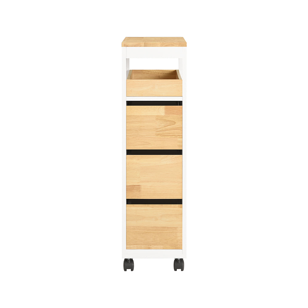 SoBuy BZR54-WN - Etagère de salle de bain avec 3 tiroirs - Plateau amovible - 23 x 82 x 65 cm - Blanc/Bois