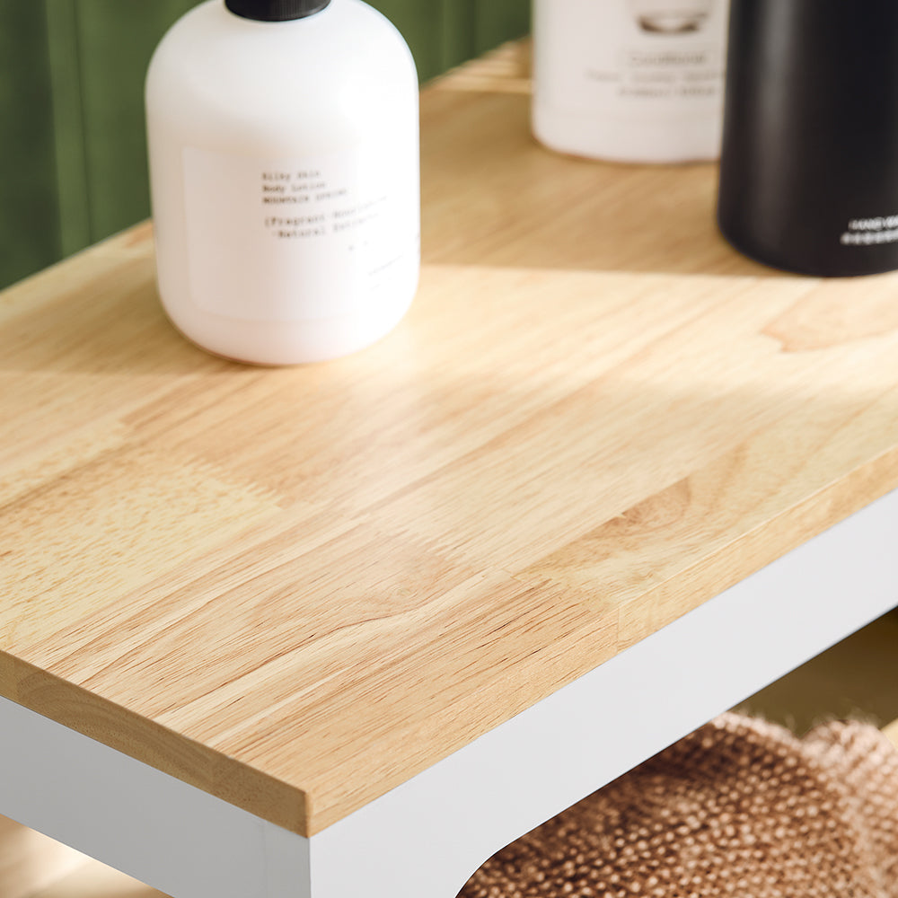 SoBuy BZR54-WN - Etagère de salle de bain avec 3 tiroirs - Plateau amovible - 23 x 82 x 65 cm - Blanc/Bois