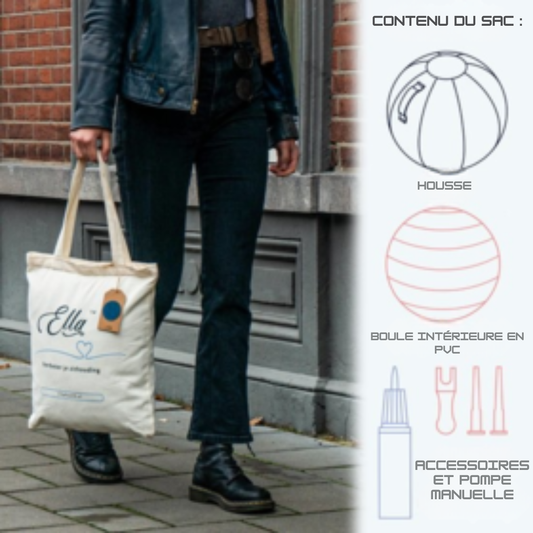 Balle d'assise - Backerz® - 65cm -Housse en lin - Chaise ergonomique de bureau - Gris clair