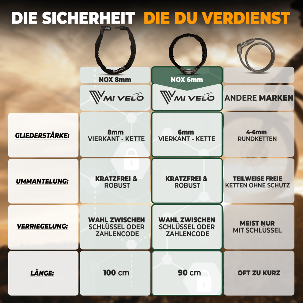 MIVELO Chaîne de vélo - Avec serrure à clé - 90 CM - Acier