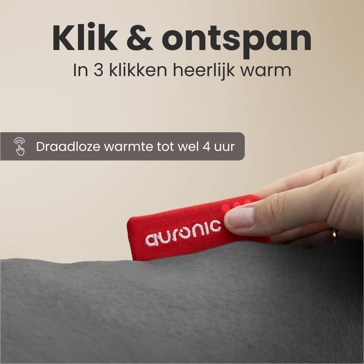 Auronic Heat Pillow Classic 45x45 cm - Sans fil et rechargeable avec chaleur infrarouge