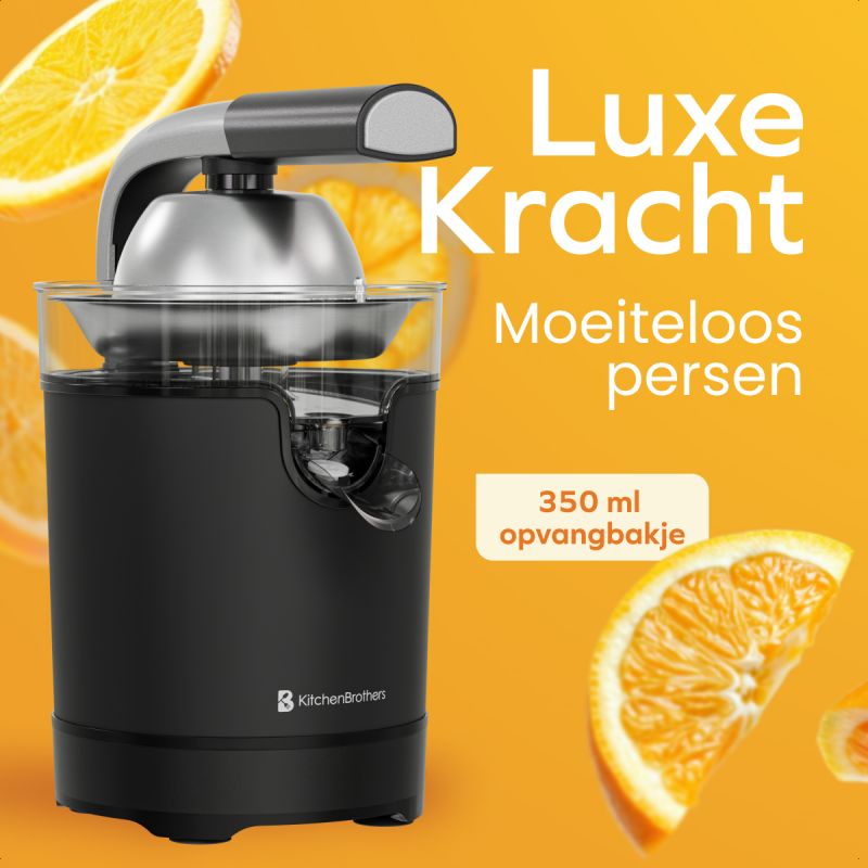 LEBENLANG Presse-orange électrique 600 W - Noir, 20 x 20 x 31 cm, acier inoxydable, bras de levier inclus