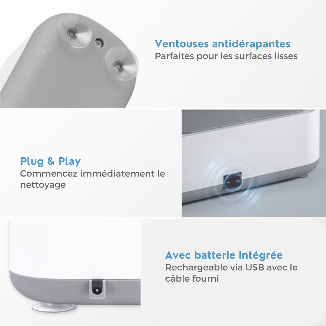 Nettoyeur à ultrasons Nuvance - Appareil de nettoyage pour bijoux et lunettes - 300ml - 3,5 x 15 cm x 5,5 cm - Blanc/gris