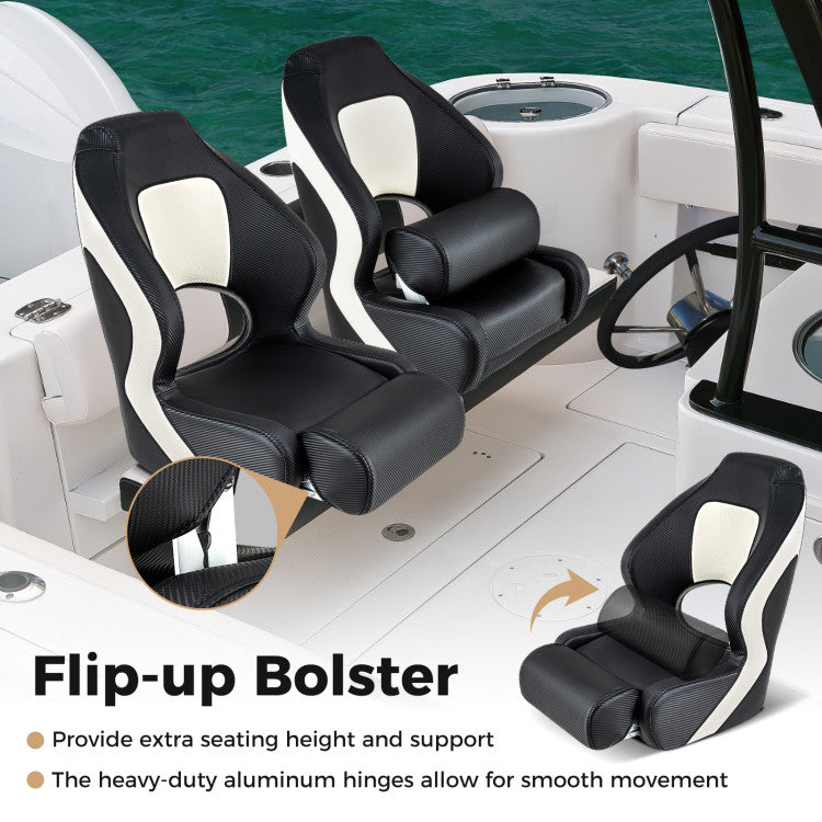 Coast Bucket Seat pour bateau - Cuir PVC - Ergonomique - Max. 150 kg - 56 x 70 x 62 cm - Noir / Blanc