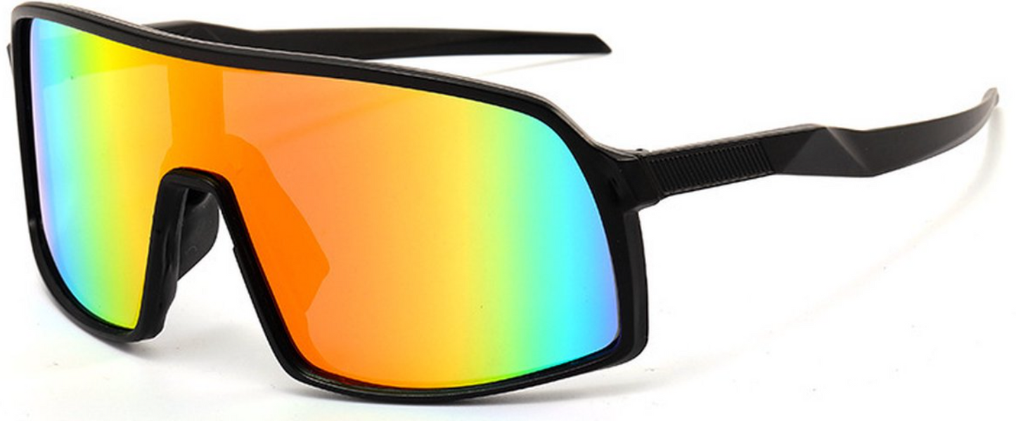 Garpex® Lunettes de cyclisme - Lunettes de sport - Lunettes de soleil polaroïd - Lunettes de soleil - Vélo de route - Vélo de montagne - Moto - Monture noire - Oculaire rouge