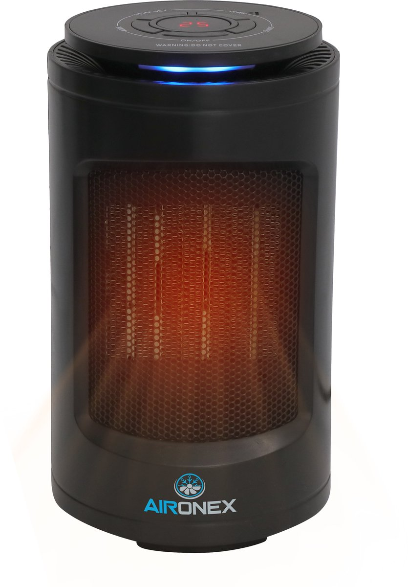 Aironex - Réchaud céramique - Modèle K1000 - 1200 W - Avec télécommande et écran LCD - Antichute & Rotatif - Plastique - Noir