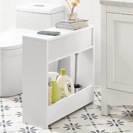 SoBuy Meuble de toilette avec porte-rouleau - 60x20x55 cm - Max. 20KG - Blanc